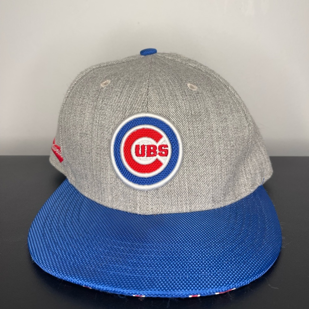 Mens Chicago Cubas Budweiser flat hill baseball‎ cap hat adjustable snap back